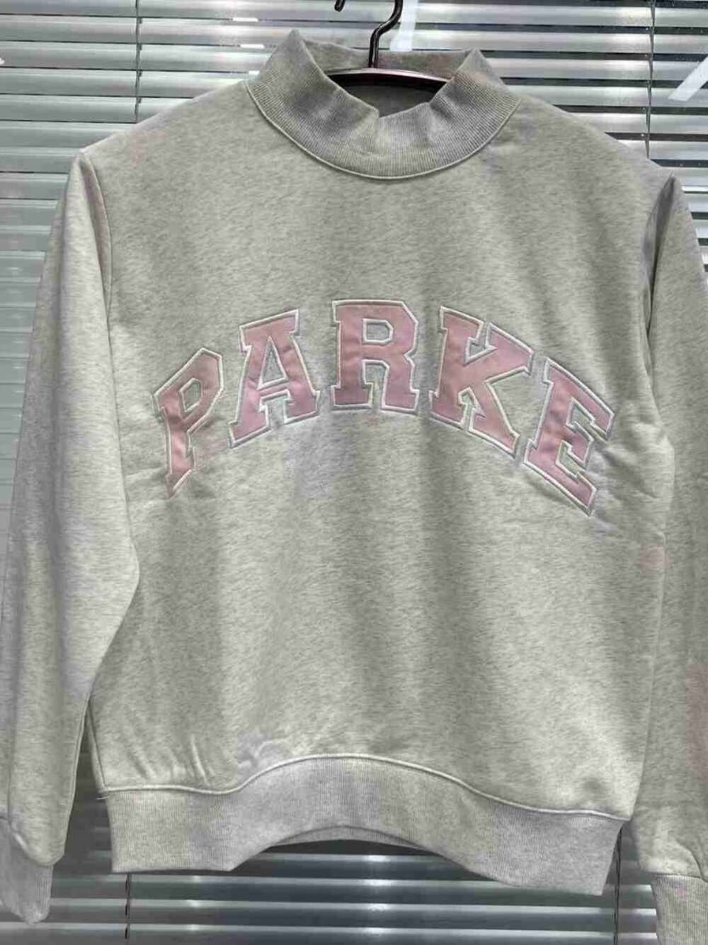 PARKE Varsity Style Logo Crewneck, Light Grey